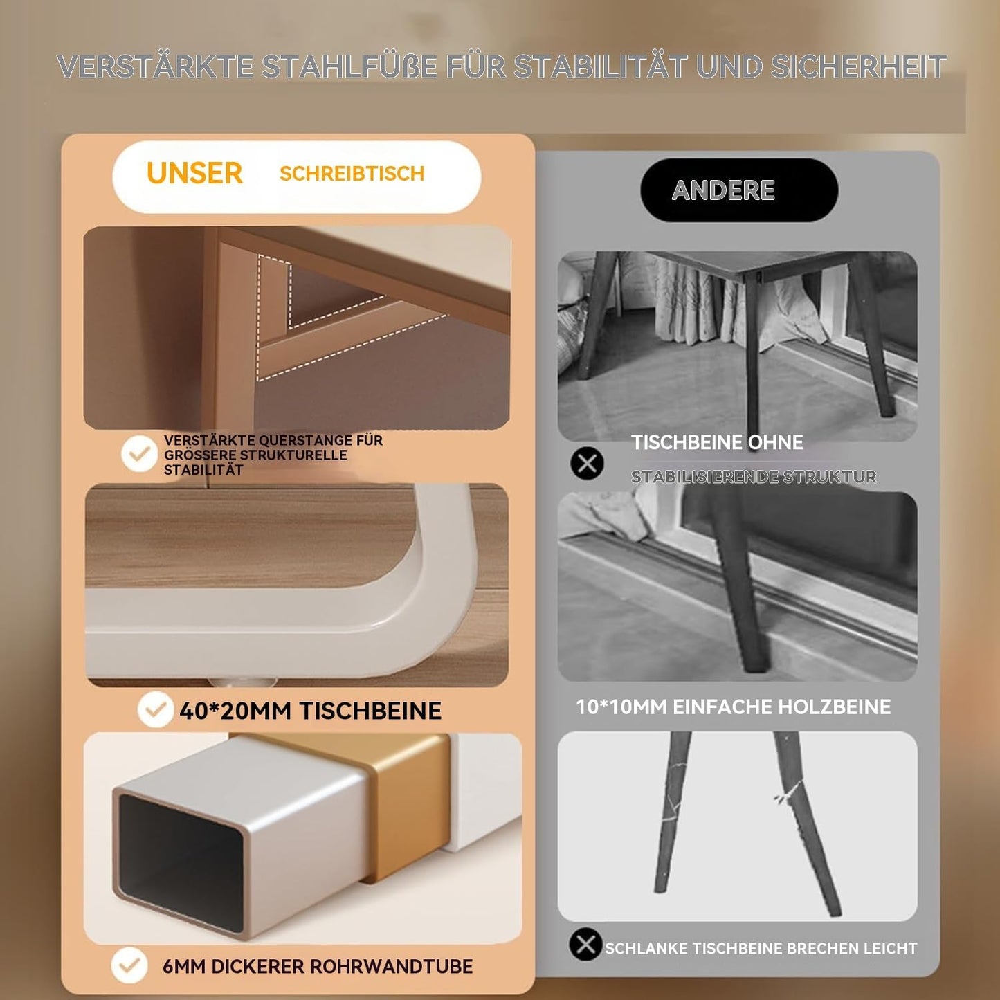 Moderner Computertisch im schlichten Stil, Schreibtisch, PC-Tisch für Homeoffice