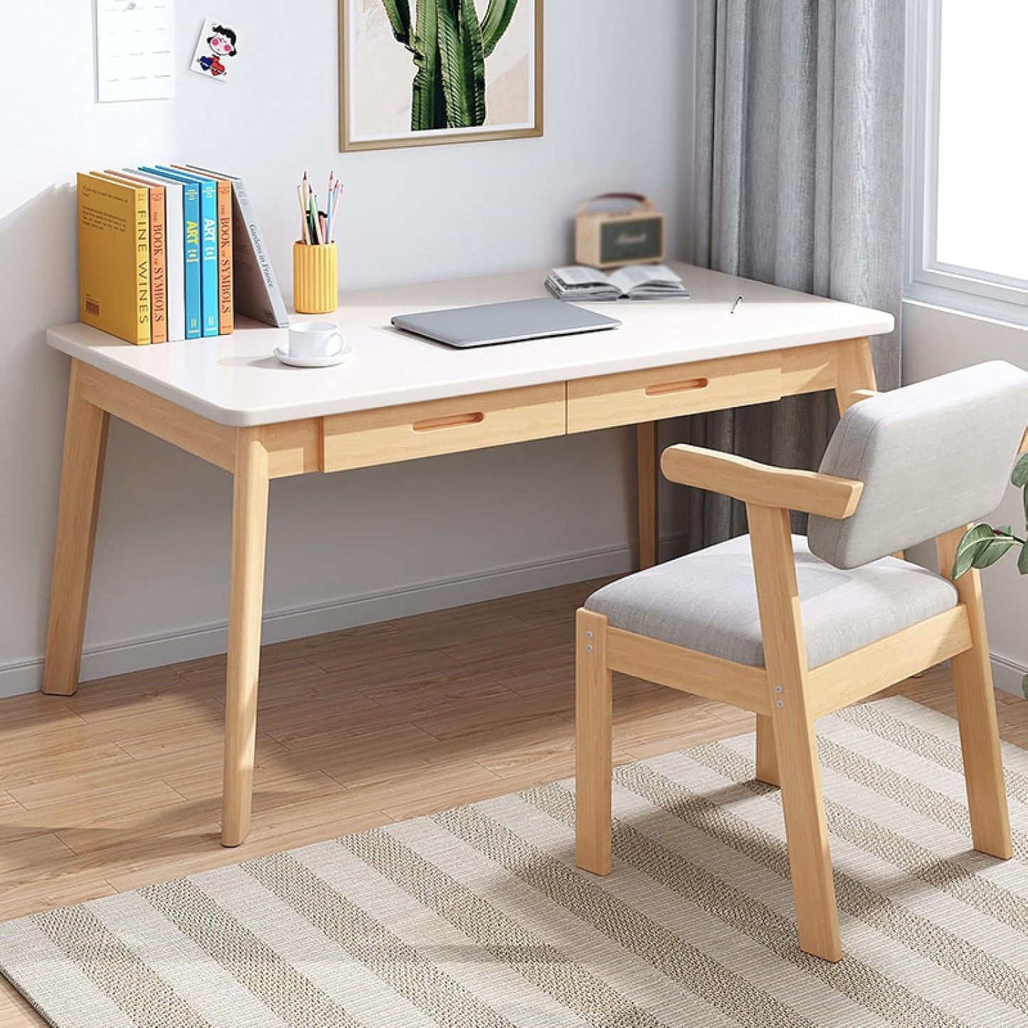 Holz Schreibtisch, Schreibtisch Klein mit Schubladen, Computertisch Im Heimbüro