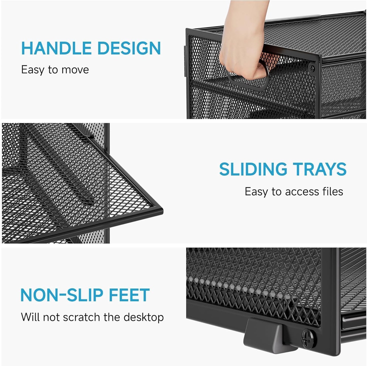 Dokumentenablage A4 aus Metall, Stapelbare Ablagefächer mit 4 Fächern für Büro & Home Office