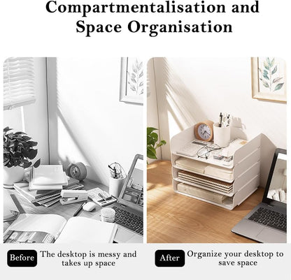 4-stufige stapelbare A4-Aktenablage, Briefablagen-Organizer, Schreibtisch-Ordnungshelfer