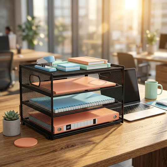 Dokumentenablage A4 aus Metall, Stapelbare Ablagefächer mit 4 Fächern für Büro & Home Office