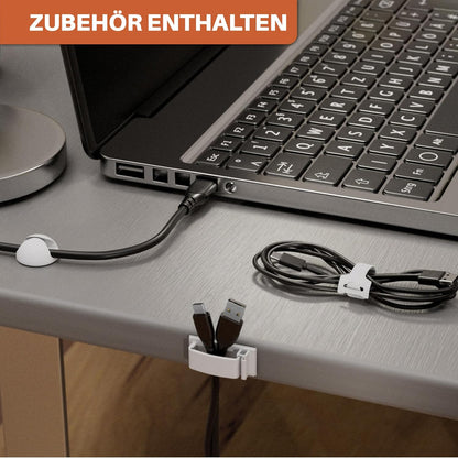2er Set Kabelmanagement Schreibtisch Weiß – Kabelkanal ohne Bohren zum Kabel verstecken
